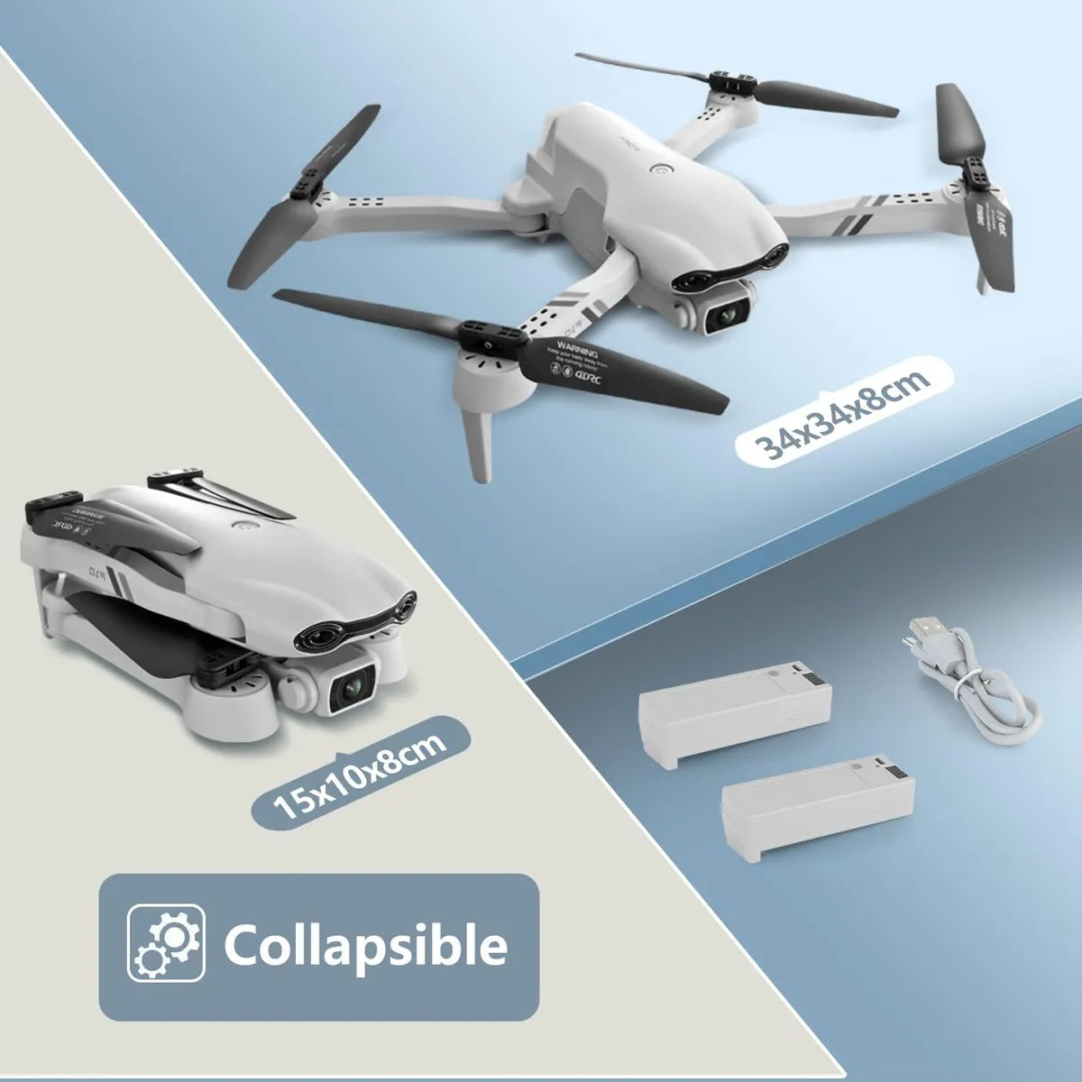 Drone F10 Con Gps Cámara Hd Estabilizador Y Retorno Auto Blanco