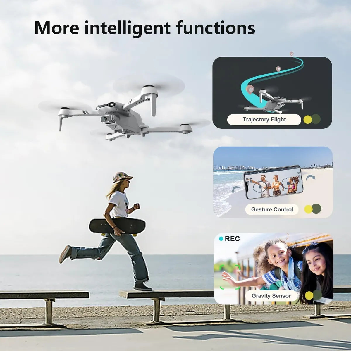 Drone F10 Con Gps Cámara Hd Estabilizador Y Retorno Auto Blanco