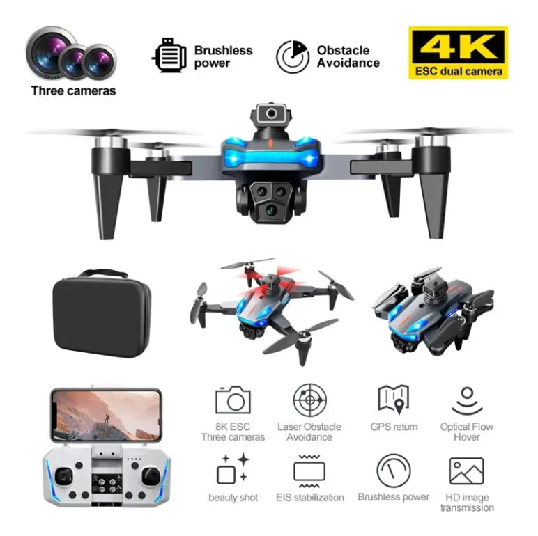 Drone K911 Se 4k Gps Con Evitación De Obstáculos Y 2 Batería Negro