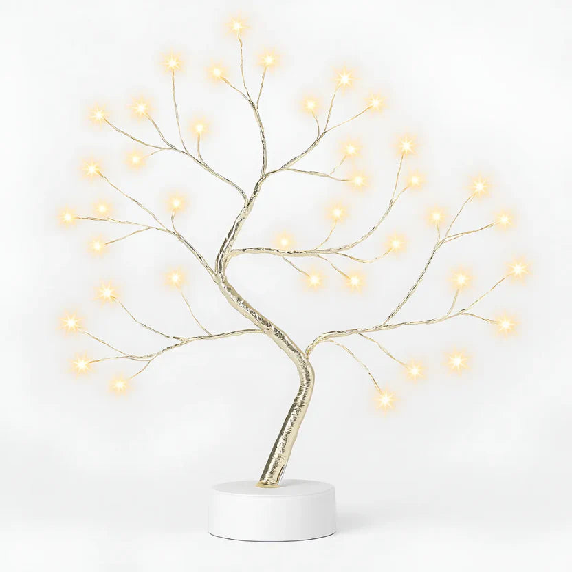 Lampara De Mesa Luz Led Fria Y Calida Arbol Bonsai 50cm Blanco