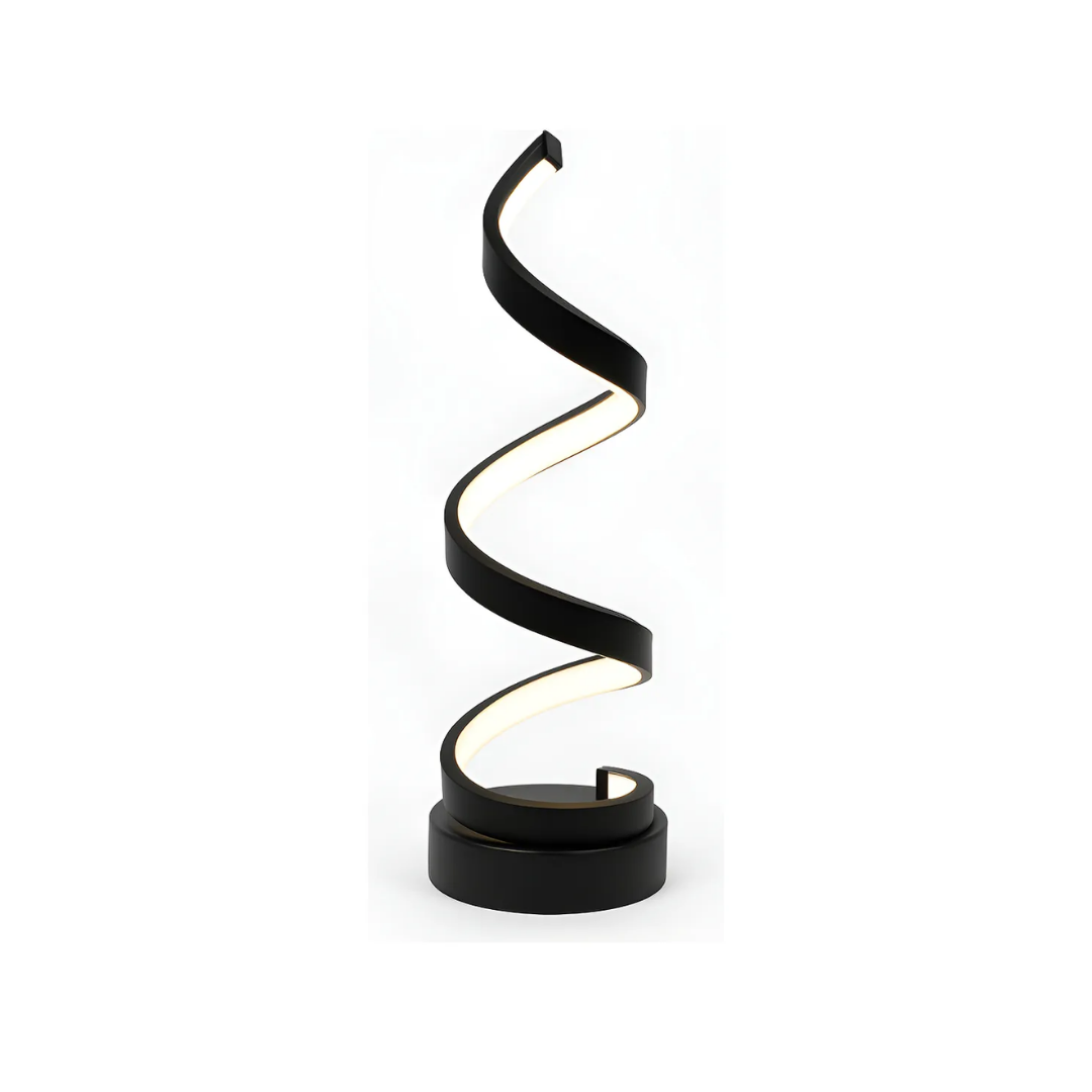 Lampara De Mesa Luz Led Espiral 3 Tonos Blanco Niveles Luz Negro