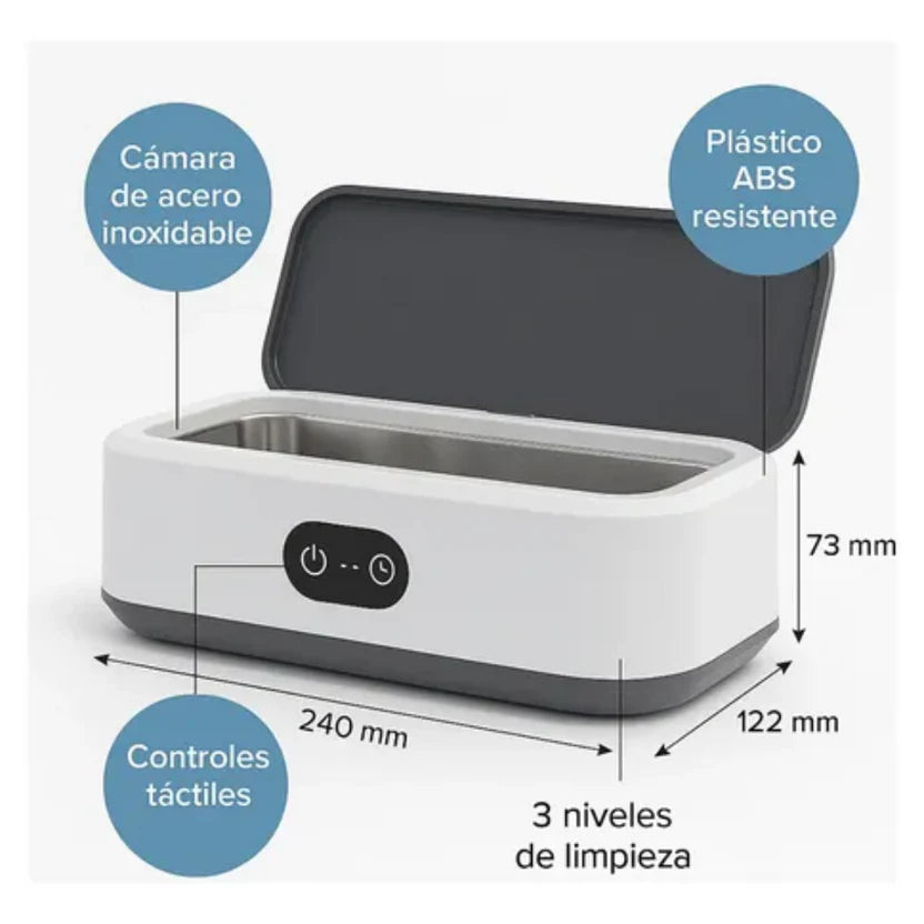 Limpiador Ultrasónico Joyas Lentes Relojes Metales 600ml