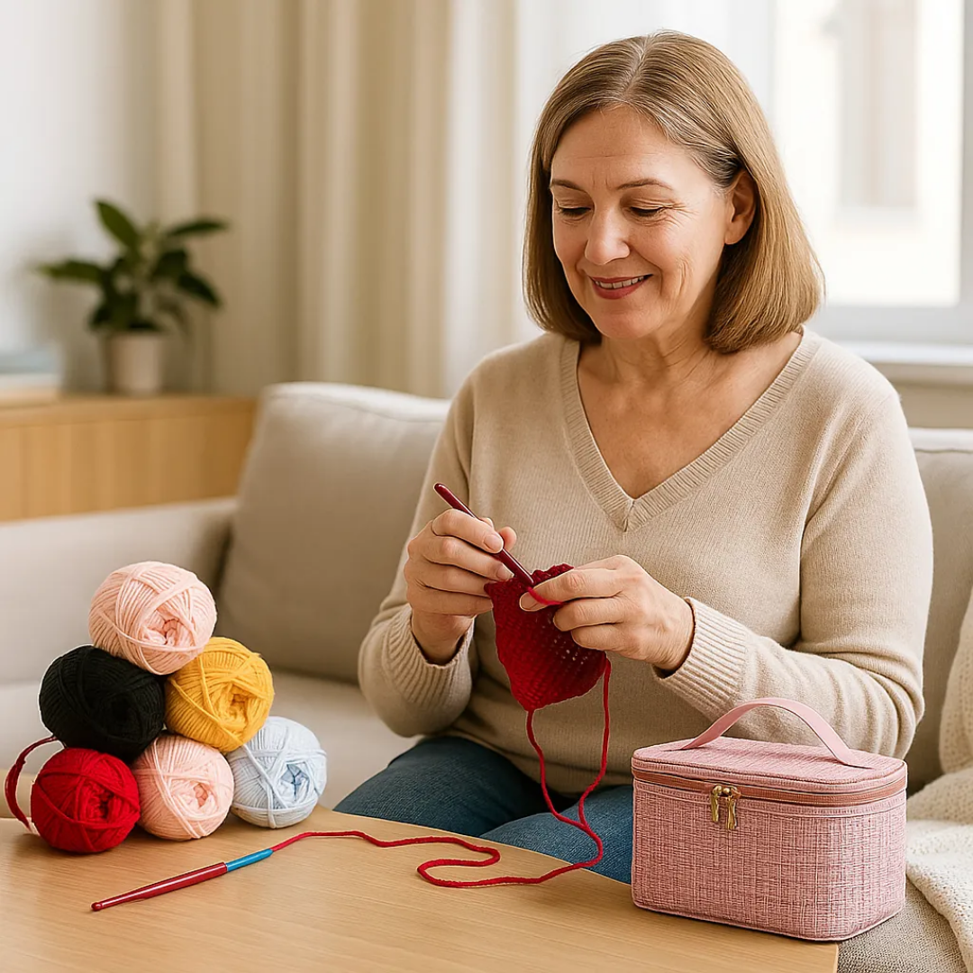 “Kit de Crochet Completo con Lanas, Accesorios y Bolso – Ideal para Principiantes y Regalo