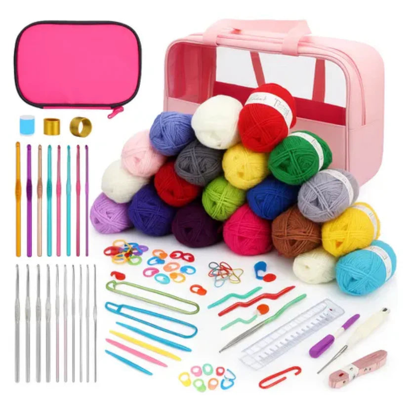 Kit De Crochet Tejer 24 Ovillos Con Bolso De Regalo