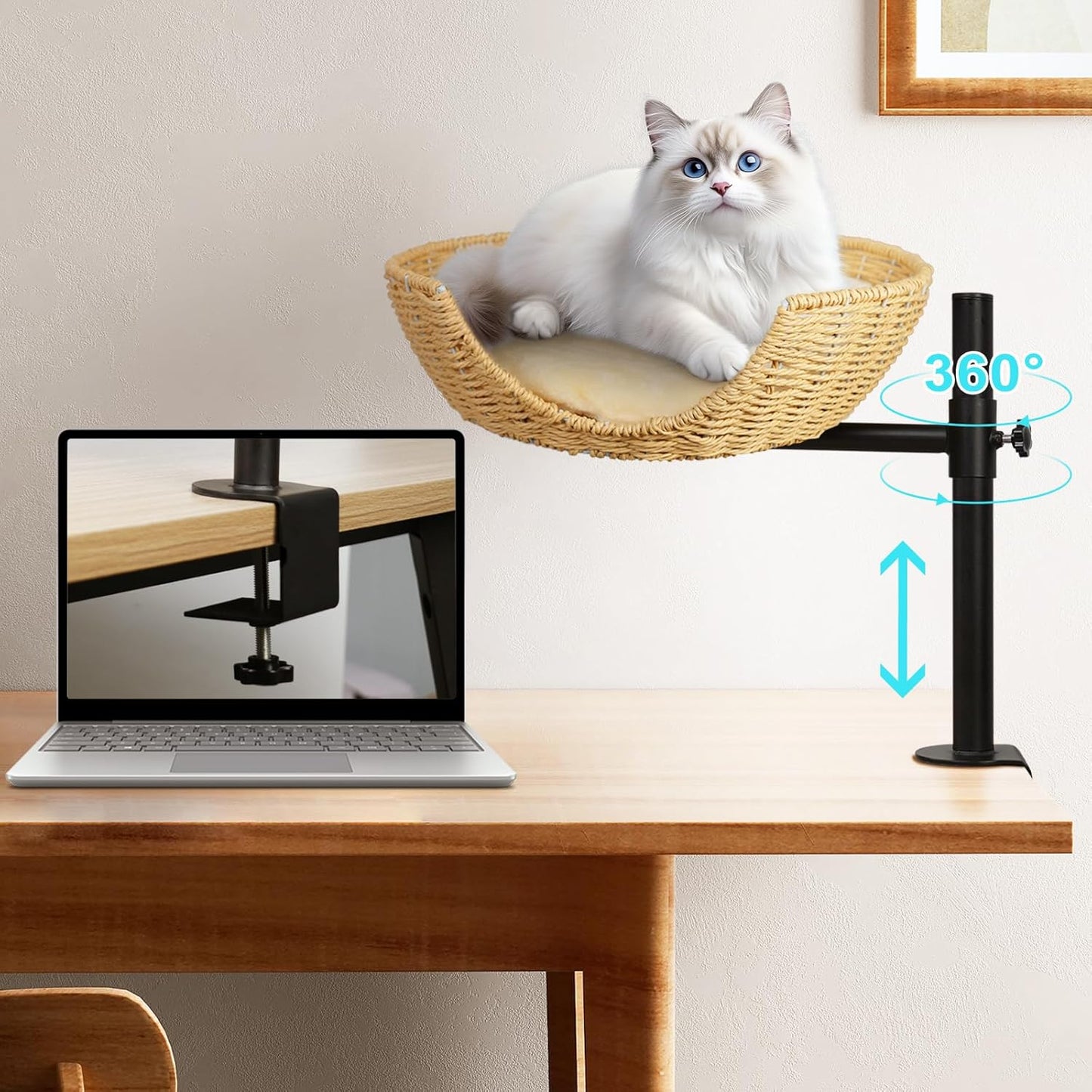 Cama Para Gato Ajustable Para Mesa Con Soporte Flexible Negro Canasto