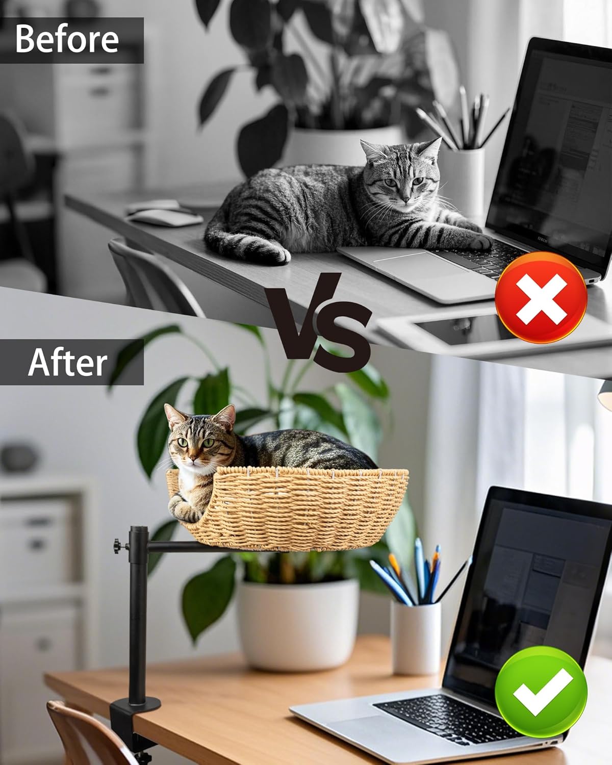 Cama Para Gato Ajustable Para Mesa Con Soporte Flexible Negro Canasto