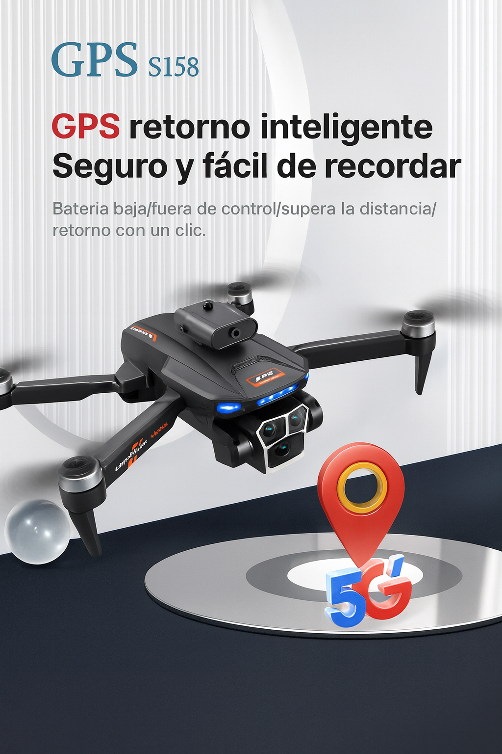 Drone Triple Camara Profesional Hd 2 Baterias Gps Evita Obst Negro s158