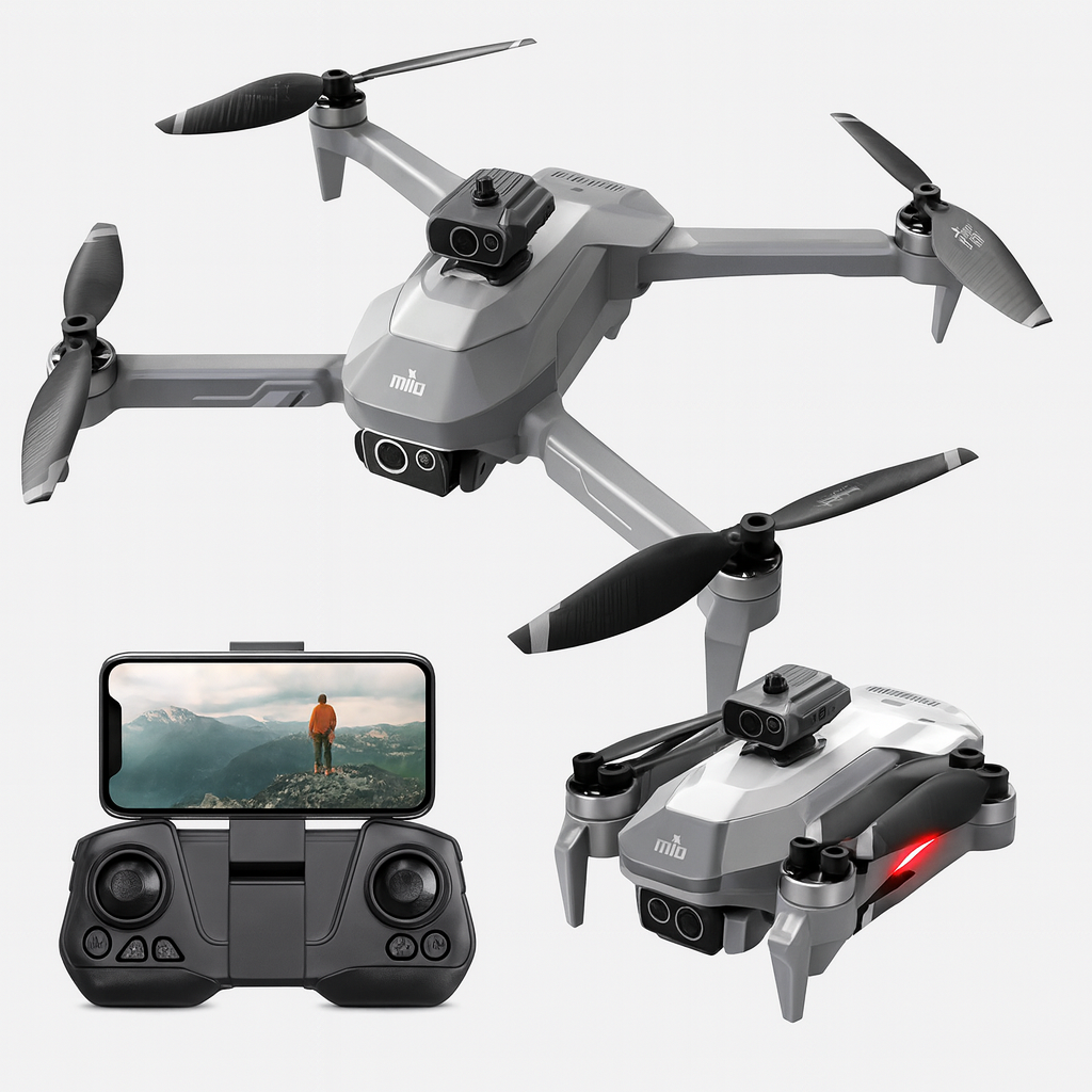 Drone Doble Camara Gps 2 Baterias Profesional Evita Obstacul Gris M2S