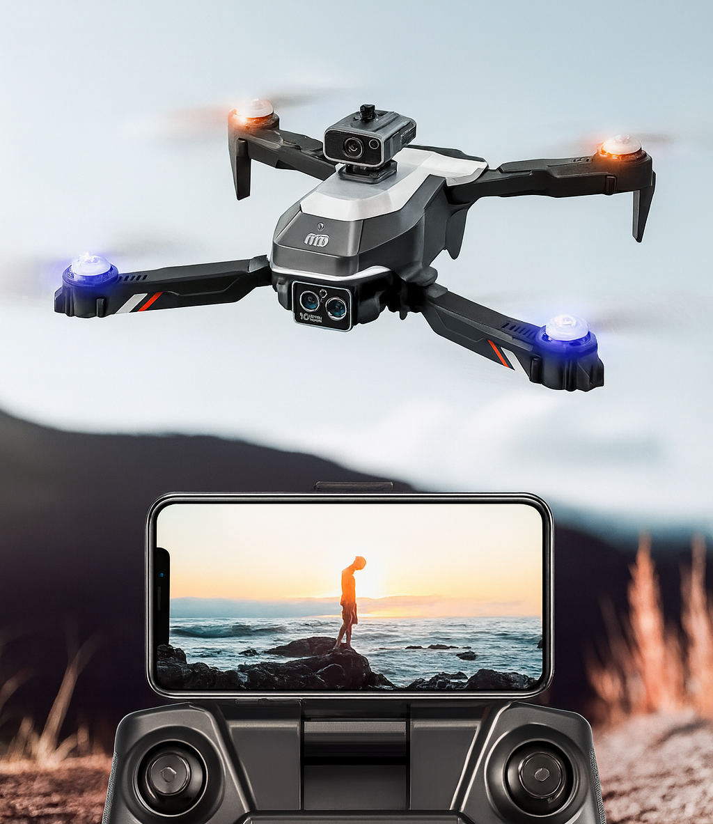 Drone Doble Camara Gps 2 Baterias Profesional Evita Obstacul Gris M2S