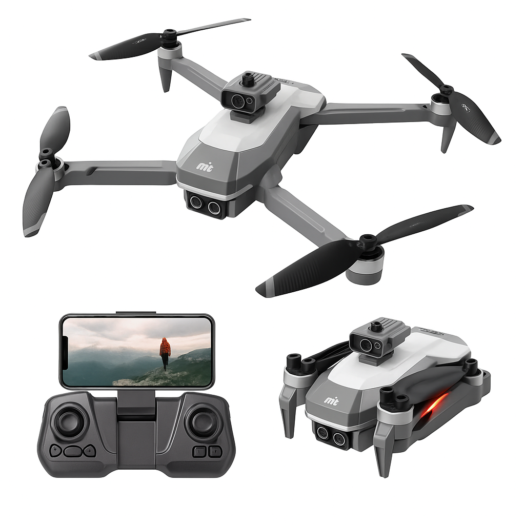 Drone Doble Camara Gps 2 Baterias Profesional Evita Obstacul Gris M2S