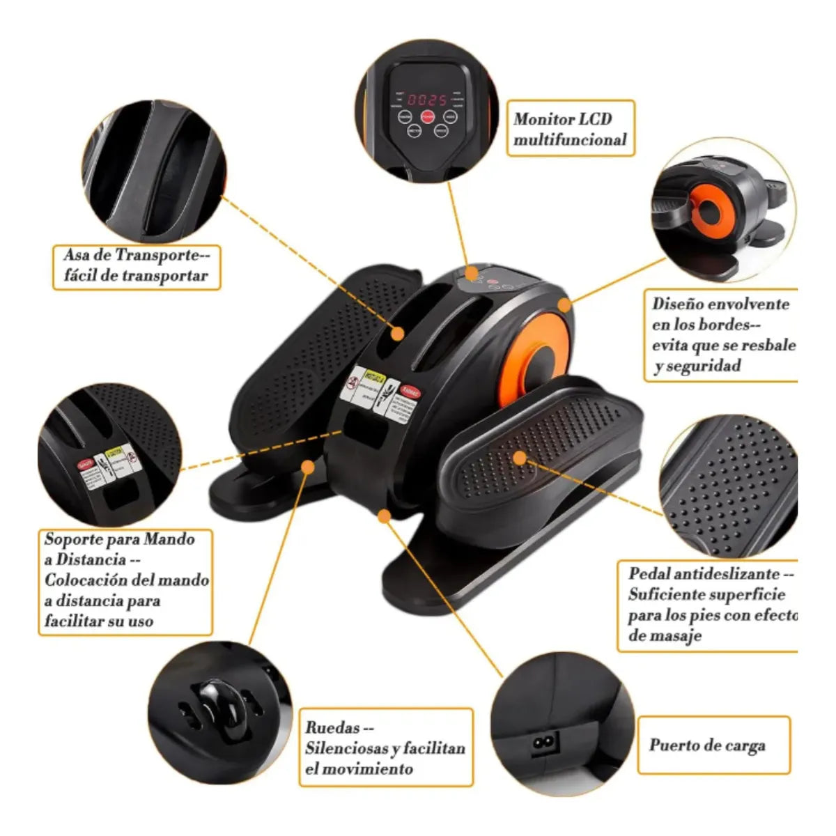 Ejercitador De Piernas Rehabilitación Pedalera Mini Elíptica Negro