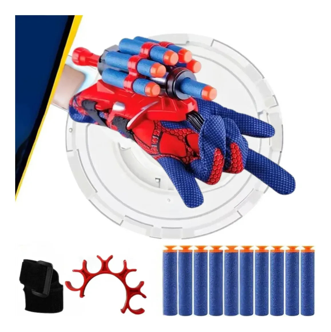 Lanzador De Dardos Con Guante Infantil Superhéroe Azul Azul Y Rojo