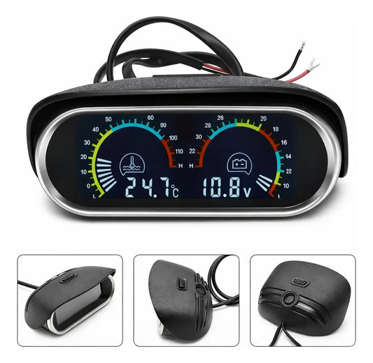 Reloj Temperatura De Motor Y Voltaje 2en1 Con Alarma Sonora