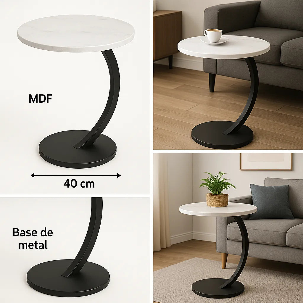 Mesa Ratona Living Moderna Centro Auxiliar Redonda Comoda