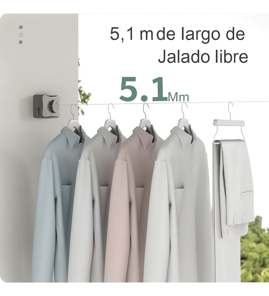 Tendedero Ropa Extensible Retráctil Pared De Acero Inoxidable
