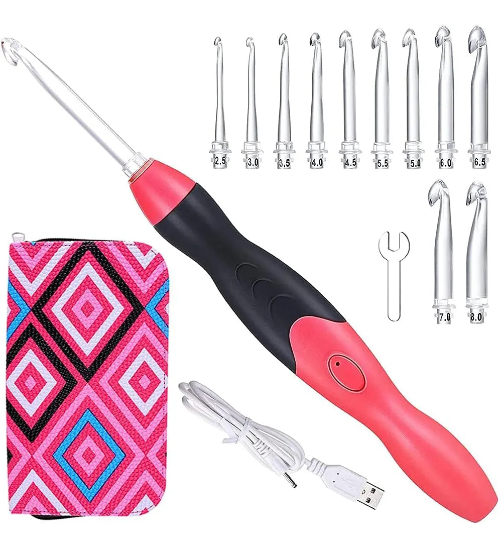 Set Crochet Luz Led Con Carga Usb 12 En 1