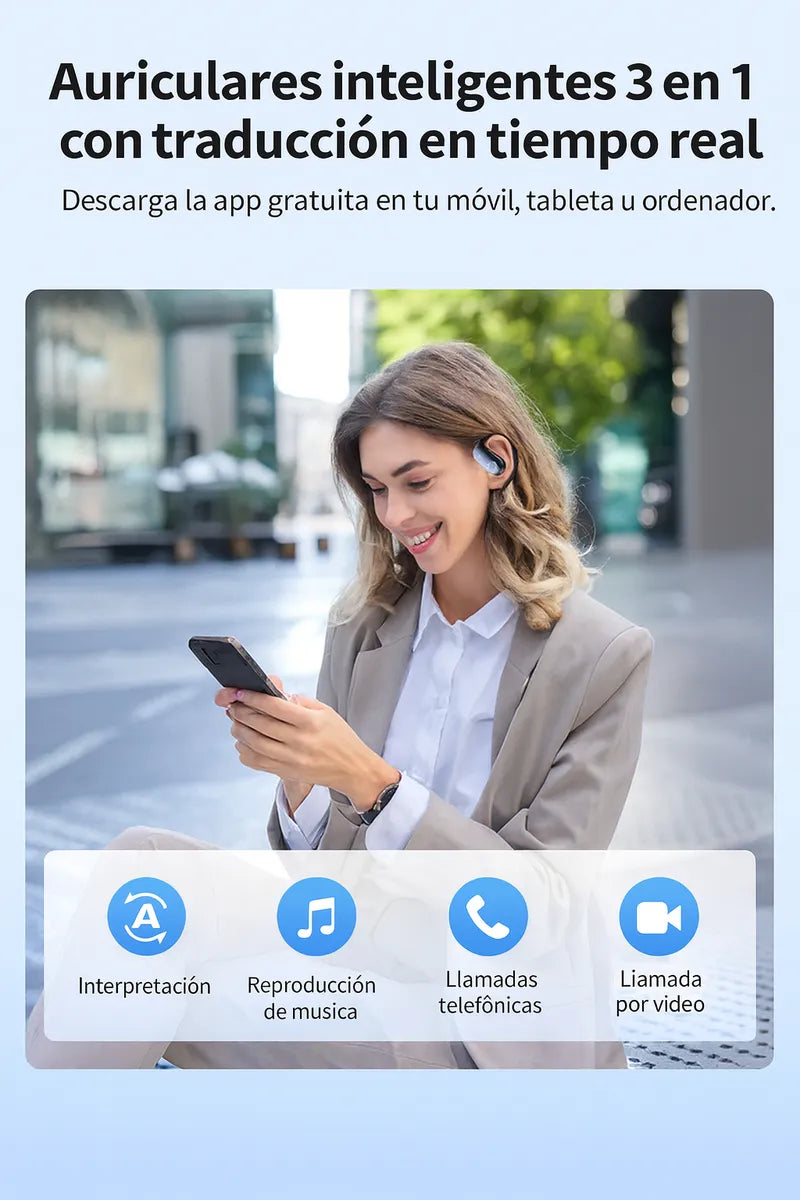 Auriculares Inalámbricos Traductor En Tiempo Real Bluetooth