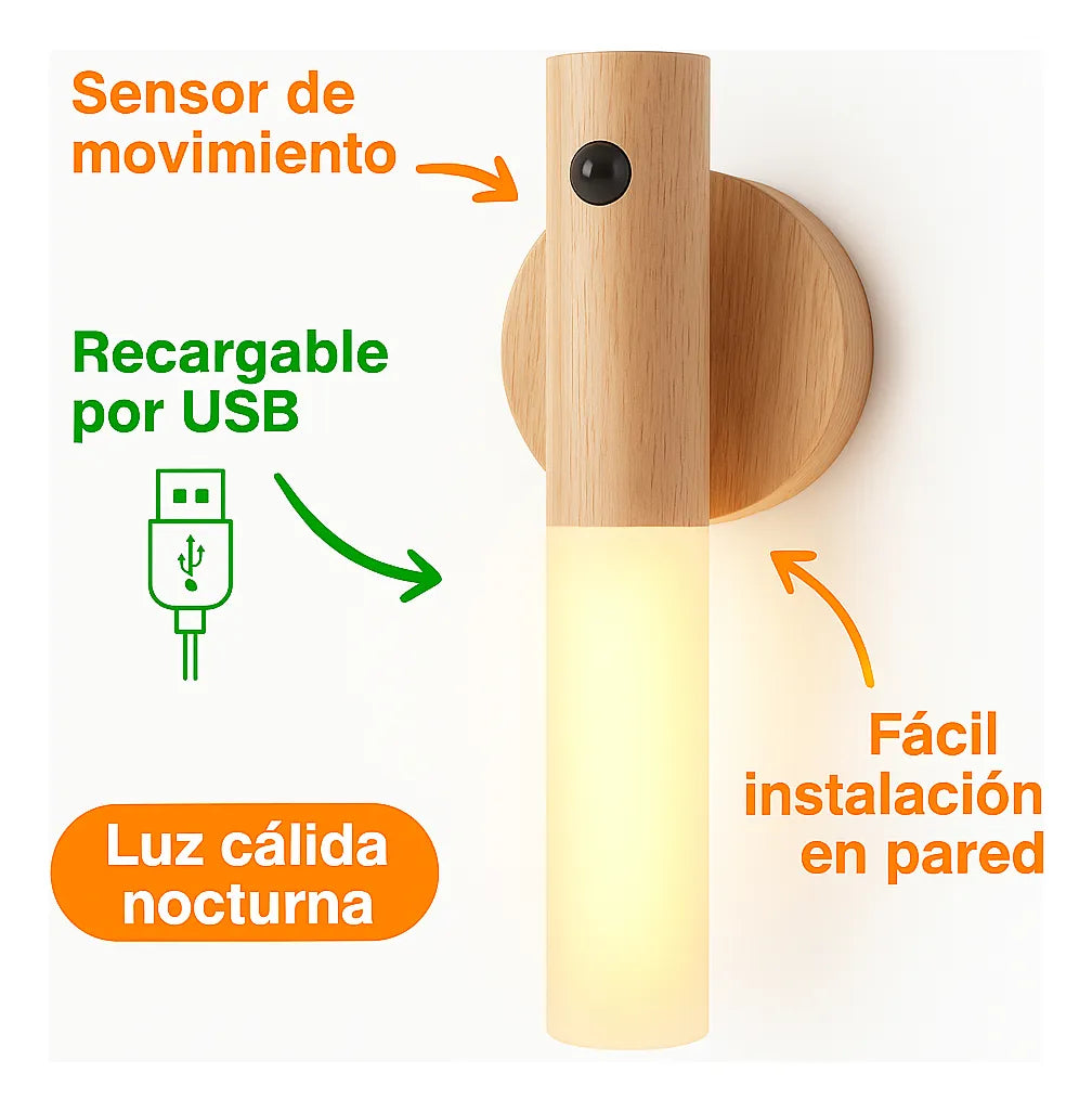 Lámpara Luz Led Magnética Recargable Con Sensor Movimiento