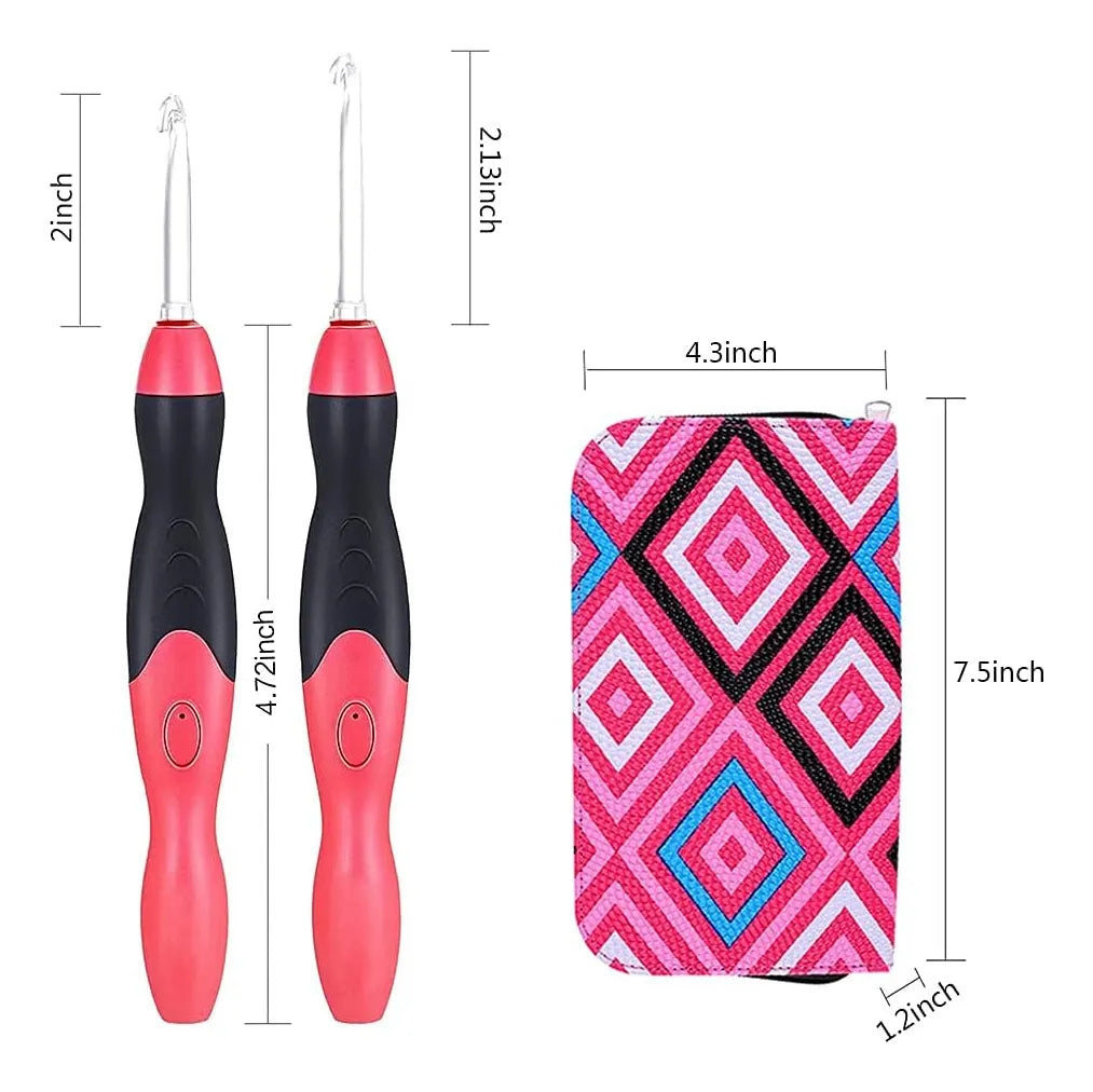 Set Crochet Luz Led Con Carga Usb 12 En 1