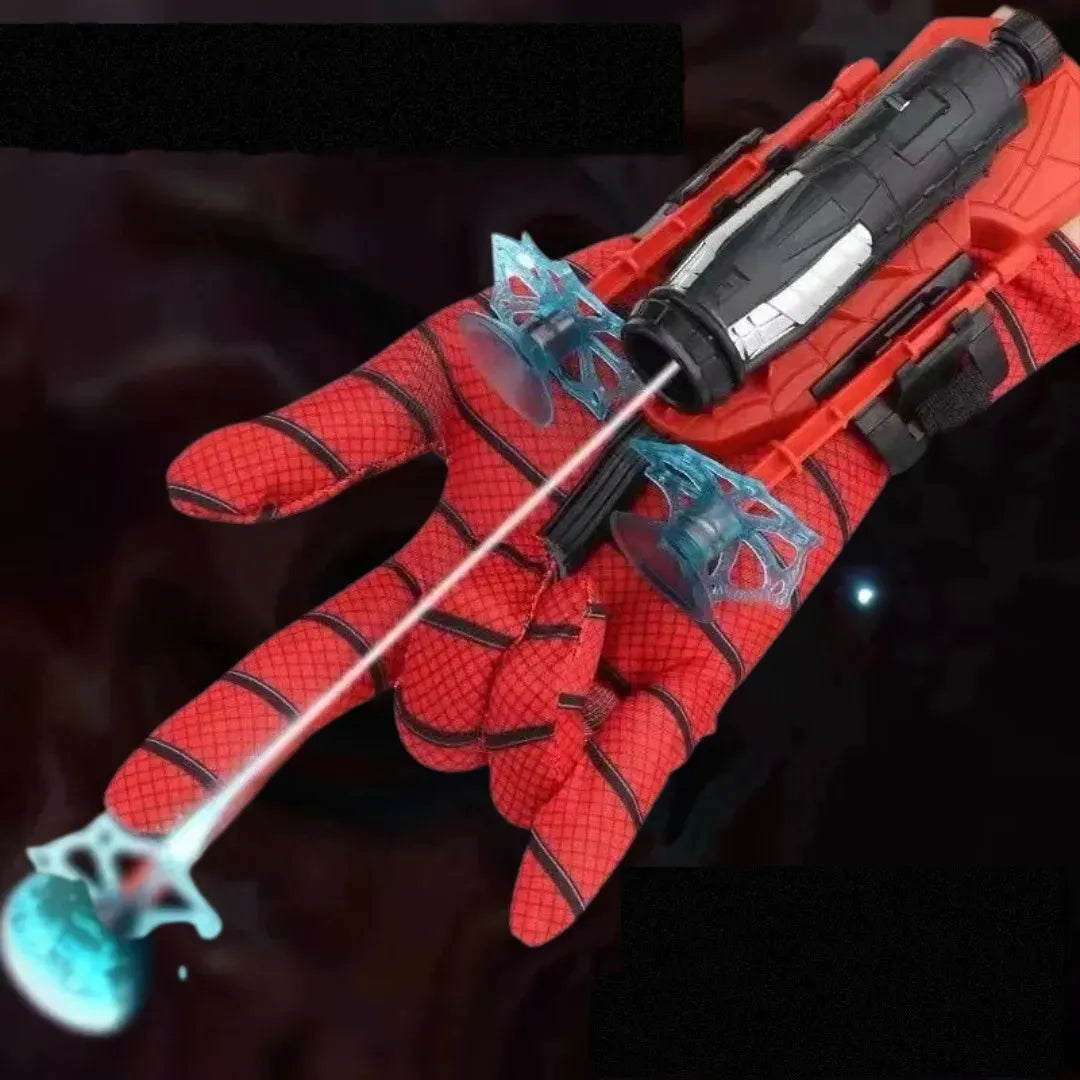 Lanzador Manual Con Guante Infantil Temático Superhéroe Rojo Y Azul