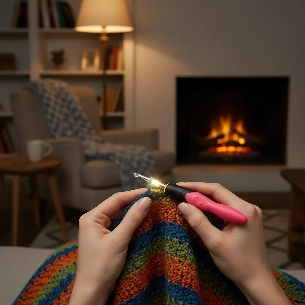 Set Crochet Luz Led Con Carga Usb 12 En 1