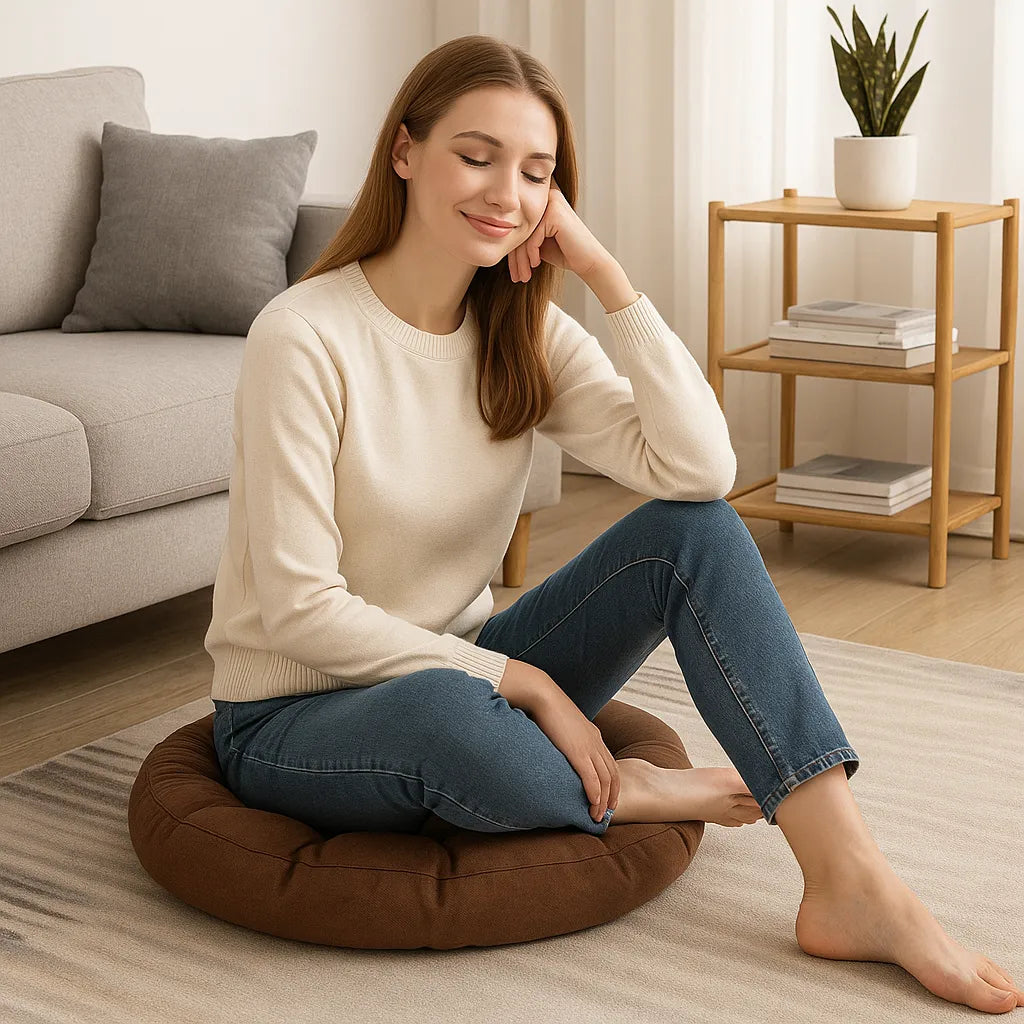 Almohadón Redondo De Piso Cojín Puff Decorativo Comodo