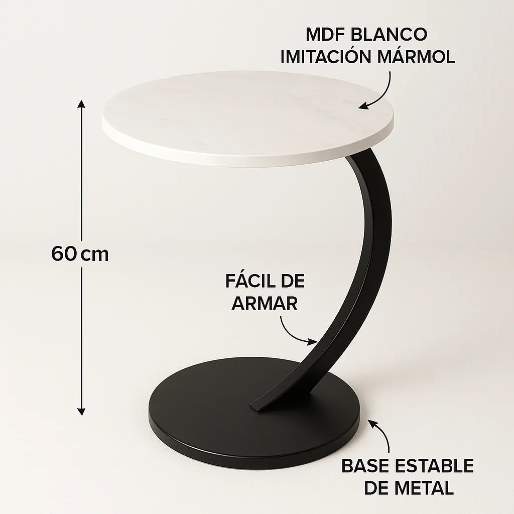 Mesa Ratona Living Moderna Centro Auxiliar Redonda Comoda