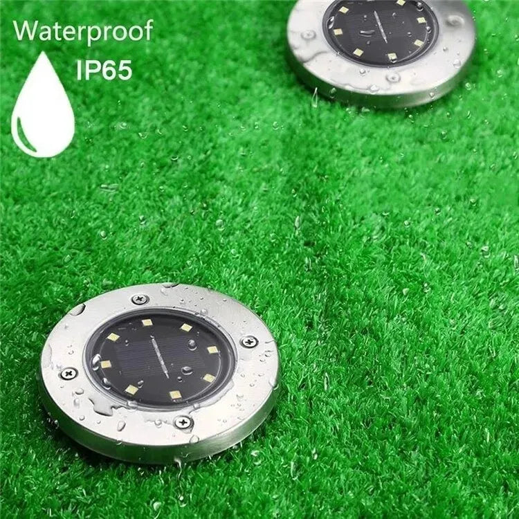 Foco Luz Solar Para Jardin Piso Embutir A Bateria 8 Led x8