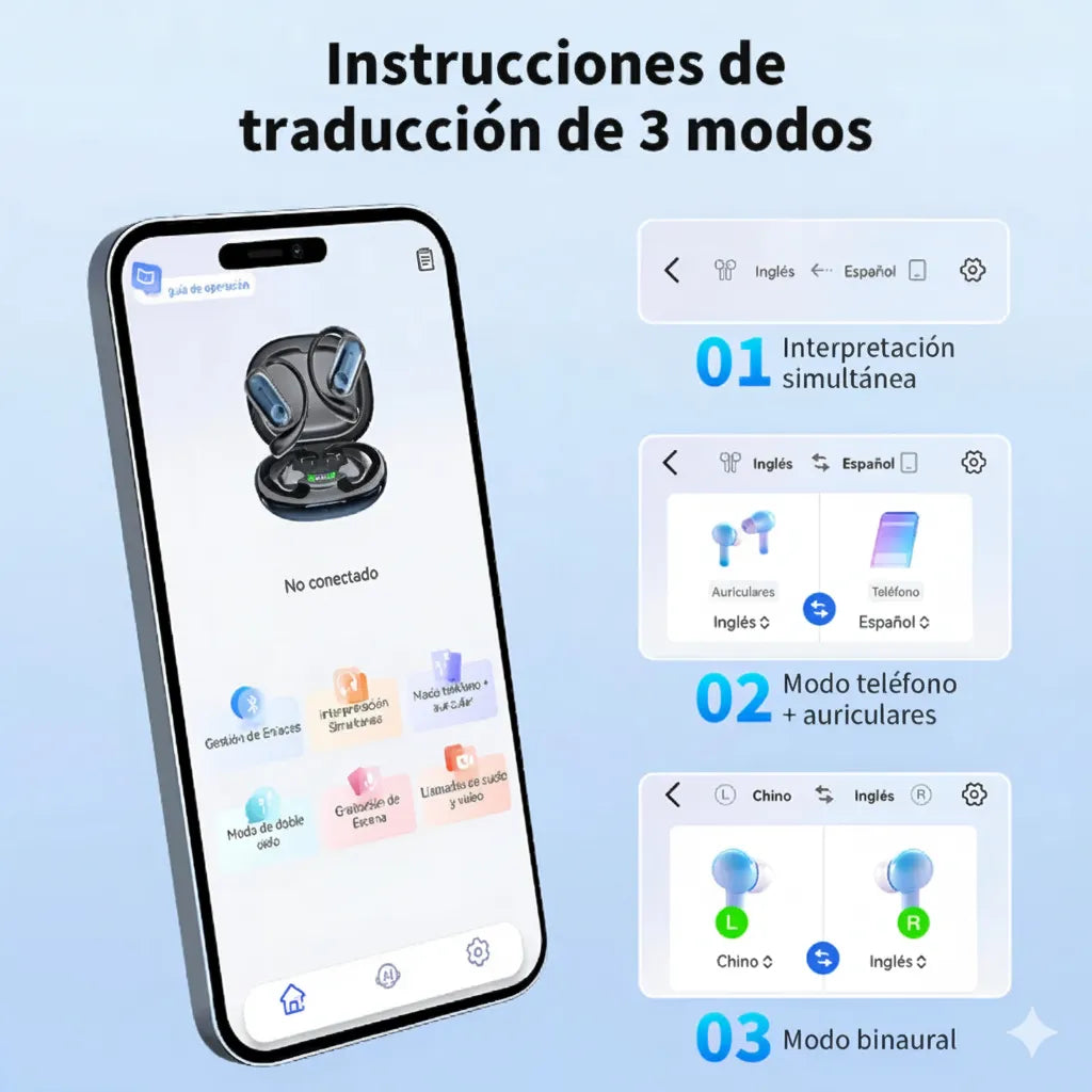 Auriculares Inalámbricos Traductor En Tiempo Real Bluetooth