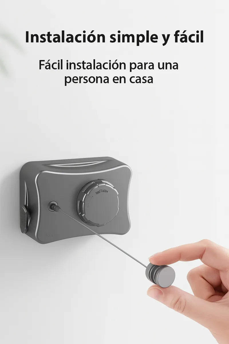 Tendedero Ropa Extensible Retráctil Pared De Acero Inoxidable