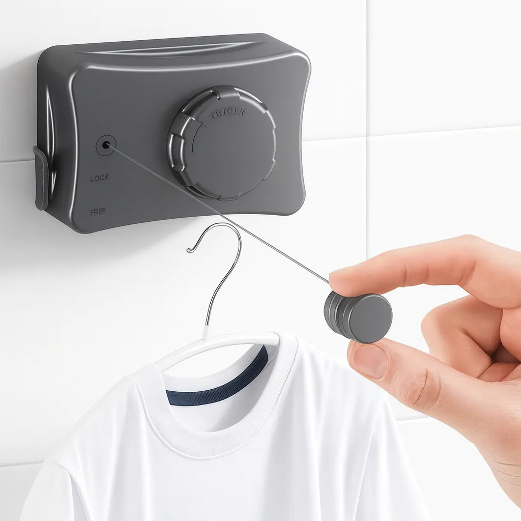 Tendedero Ropa Extensible Retráctil Pared De Acero Inoxidable