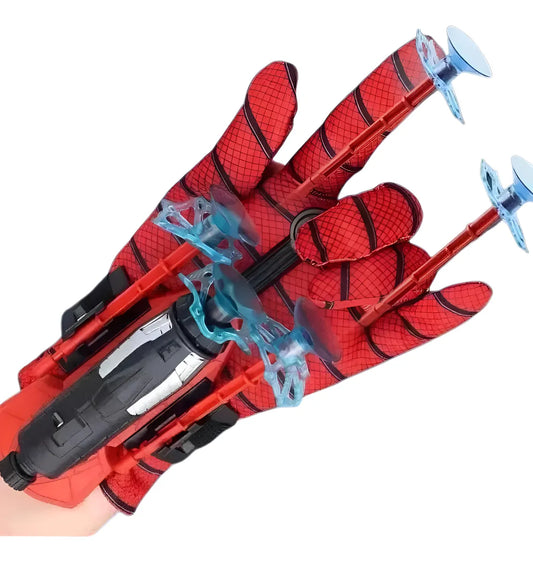 Lanzador Manual Con Guante Infantil Temático Superhéroe Rojo Y Azul