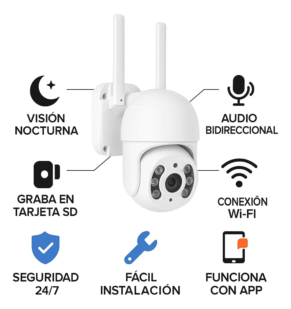Cámara Seguridad Exterior Wifi Ip Domo Robótica 2mp