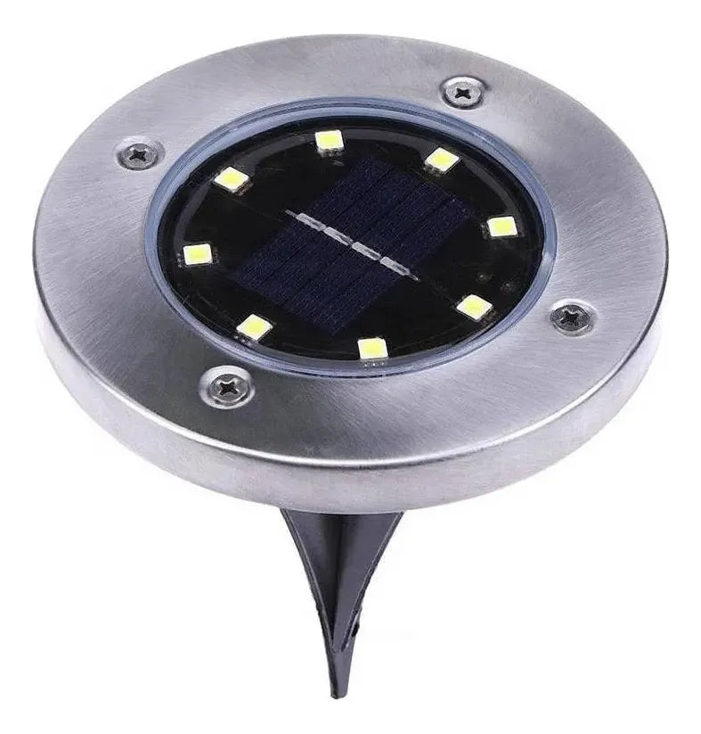 Foco Luz Solar Para Jardin Piso Embutir A Bateria 8 Led x8