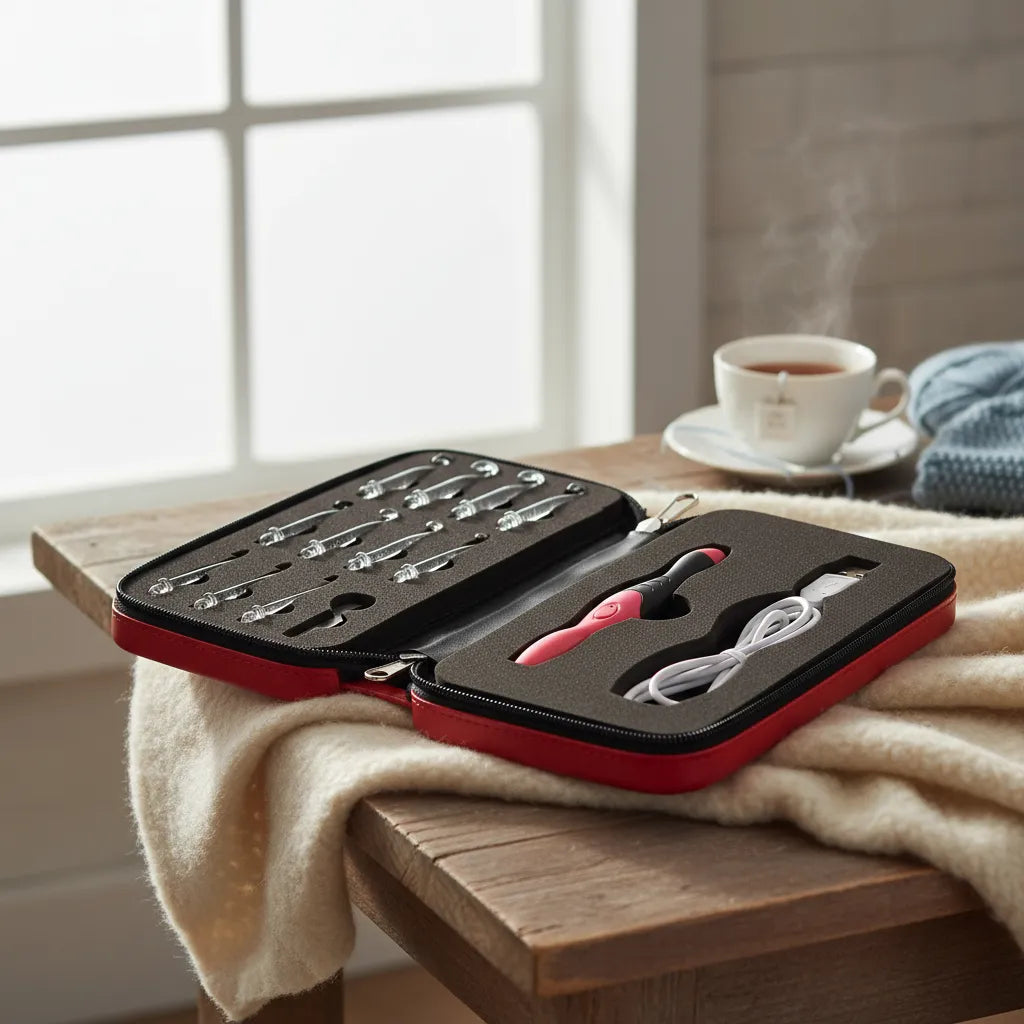 Set Crochet Luz Led Con Carga Usb 12 En 1