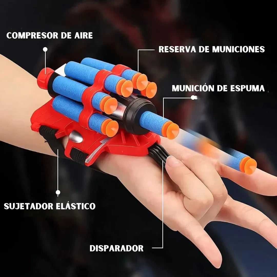 Lanzador De Dardos Con Guante Infantil Superhéroe Azul Azul Y Rojo