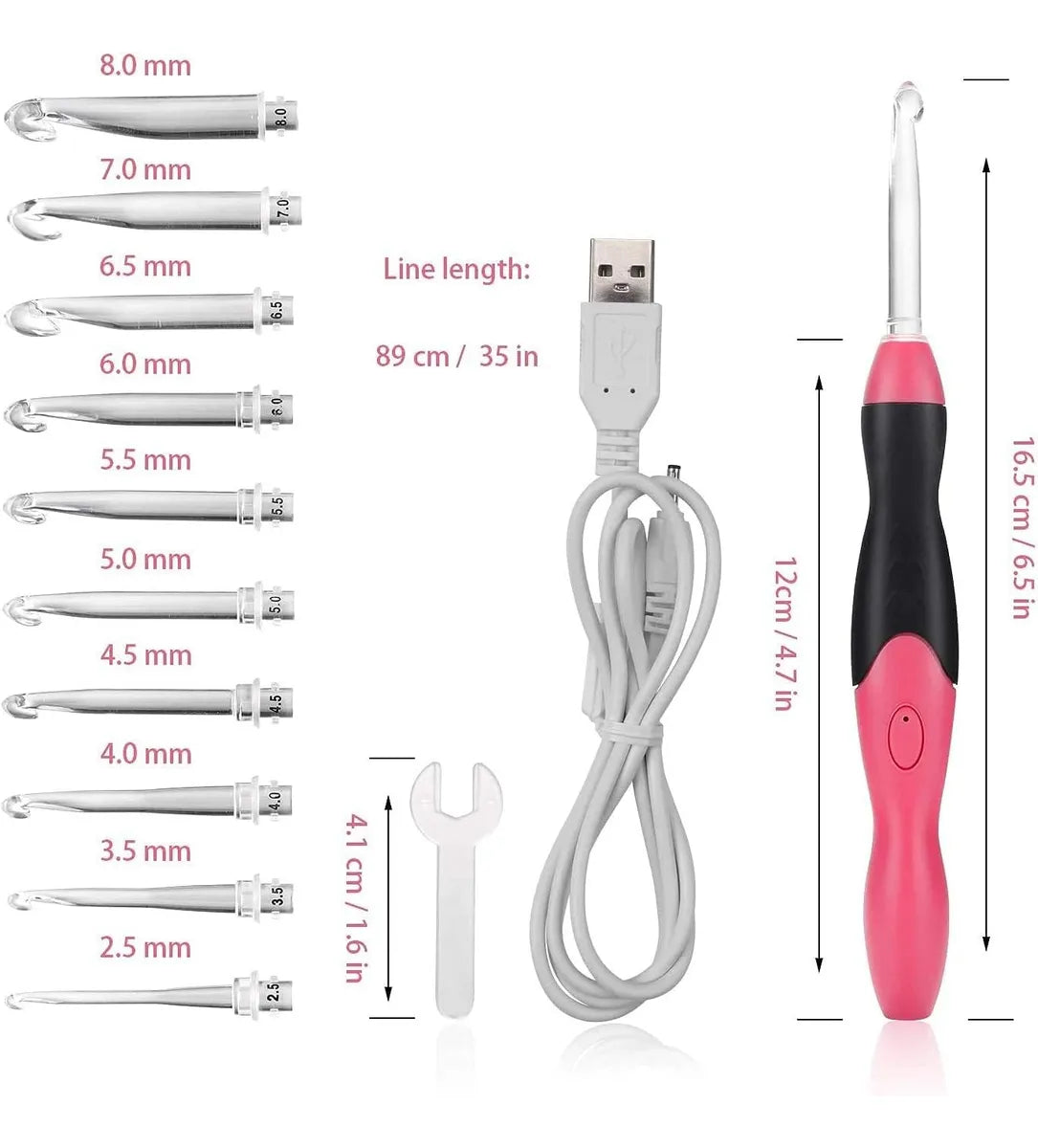Set Crochet Luz Led Con Carga Usb 12 En 1