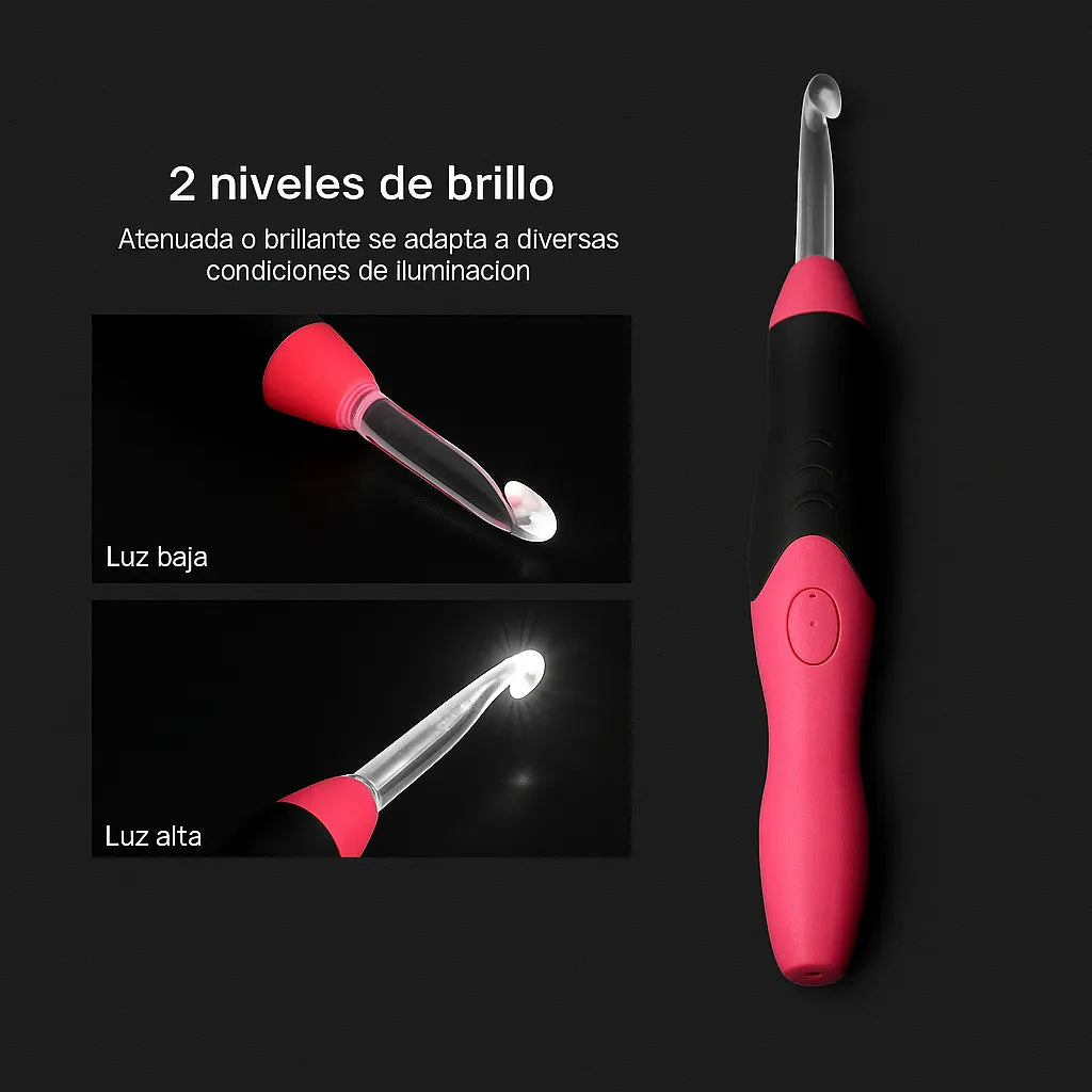 Set Crochet Luz Led Con Carga Usb 12 En 1