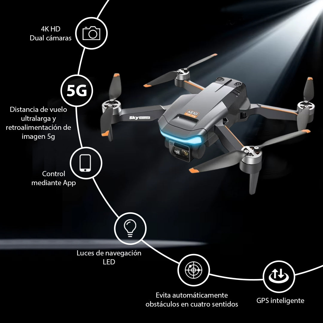Drone Flyon AE10 PRO GPS 2 Baterias