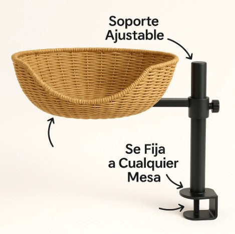 Cama Para Gato Ajustable Para Mesa Con Soporte Flexible Negro Canasto