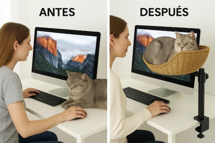 Cama Para Gato Ajustable Para Mesa Con Soporte Flexible Negro Canasto
