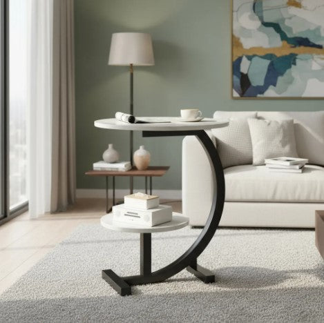 Mesa Ratona Doble Living Moderna Centro Auxiliar Redonda